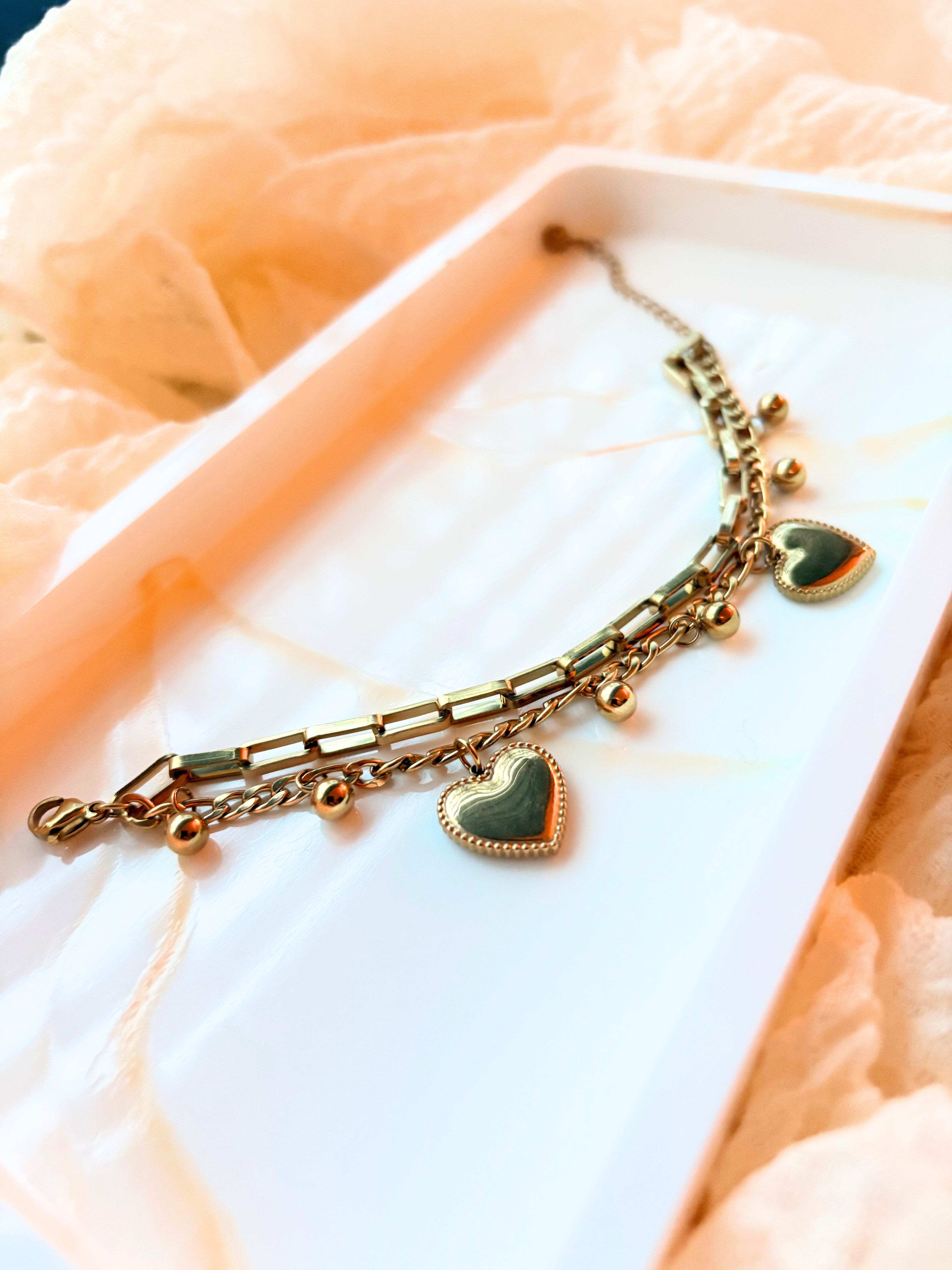 Double Heart Bracelet goud
