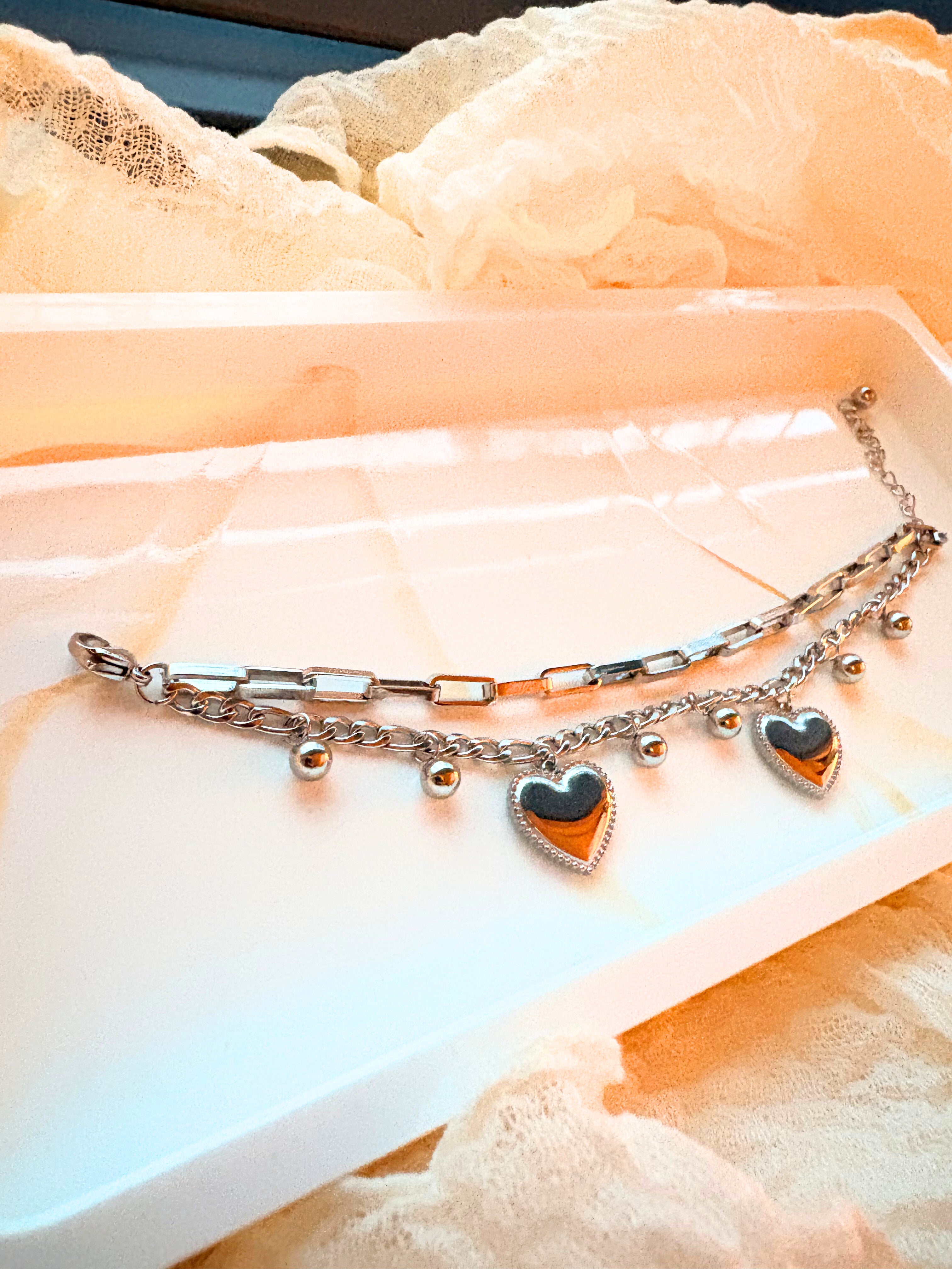Double Heart Bracelet zilver